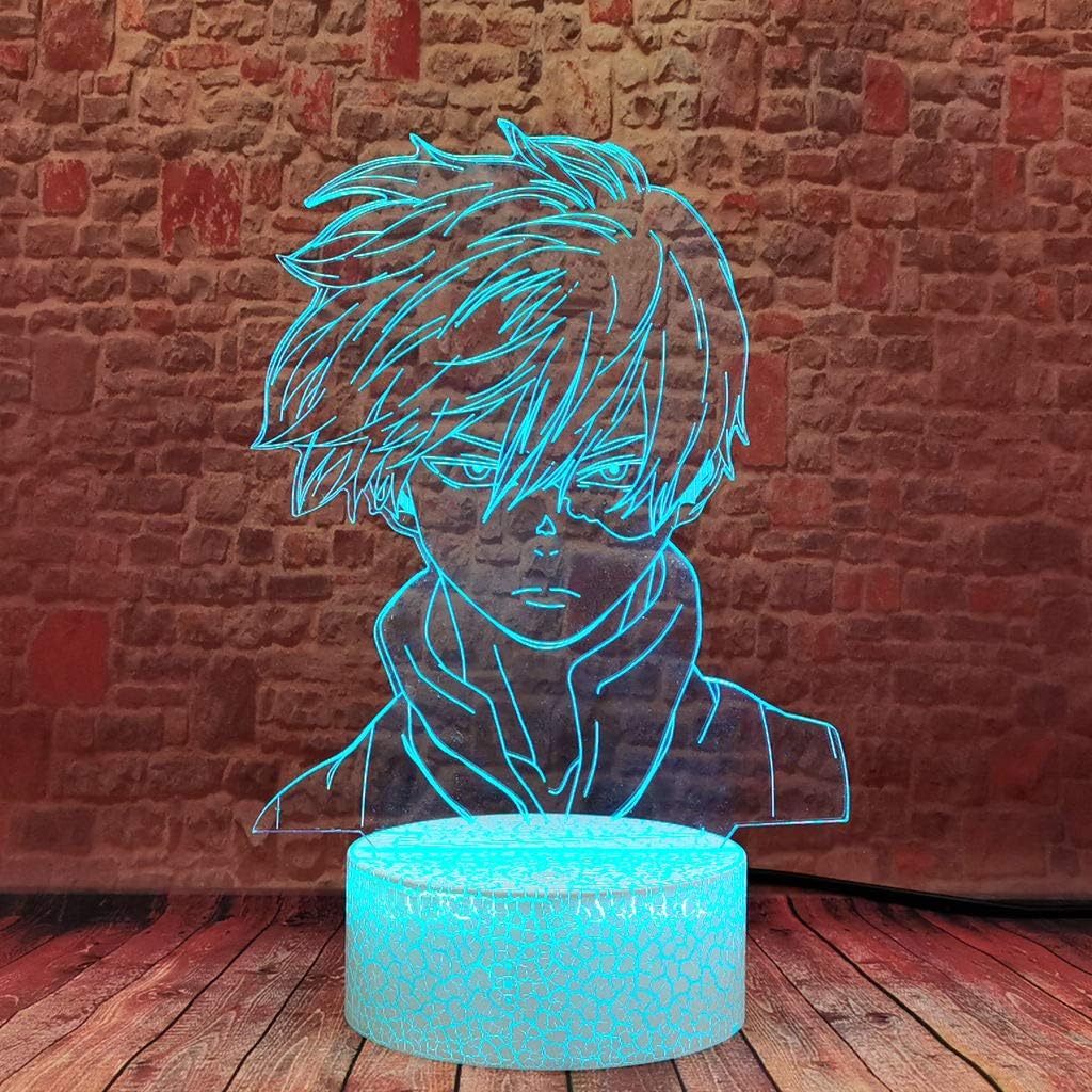 Shoto Todoroki 3D Illusion Night Light Merch LED Anime Lamp 16 Colors RGB Remote Control Desk Decor for Kids