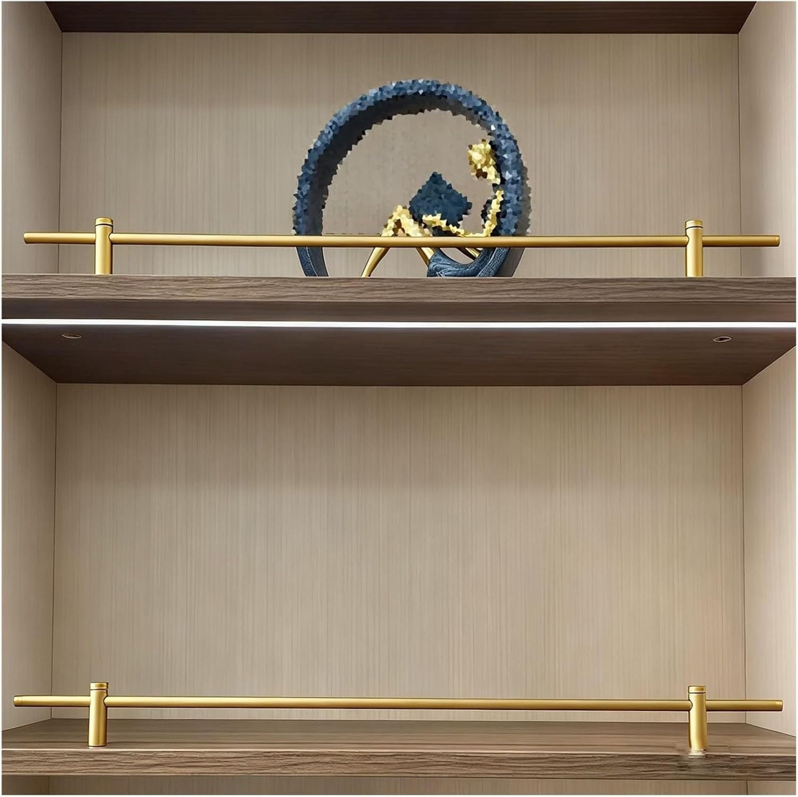 Generisch Goldene, Moderne Regalgeländer-Sets, 4er-Pack, 84 cm hohe dekorative Geländer für Weinschränke, Schuhregale, Badezimmer, verhindern Abstürze, höhenverstellbar von 41 bis 107 cm