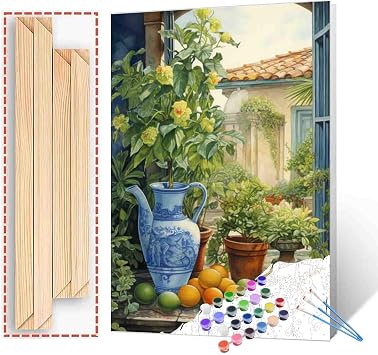Tucocoo Green Garden Plants Naturecore Painting Paint by Numbers Kits 16x20 inch Canvas Rustic Charm DIY Oil Painting for Kids, Adults Beginner with Brushes Acrylic Pigment Drawings GiftDIY Frame