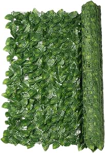 Rete Frangivento Per Balcone Ringhiera Siepe Finta Artificiale Ultra Coprente Anticaduta, Rotolo 1x6m Con Foglie Edera Sintetica Verde Scuro - Per