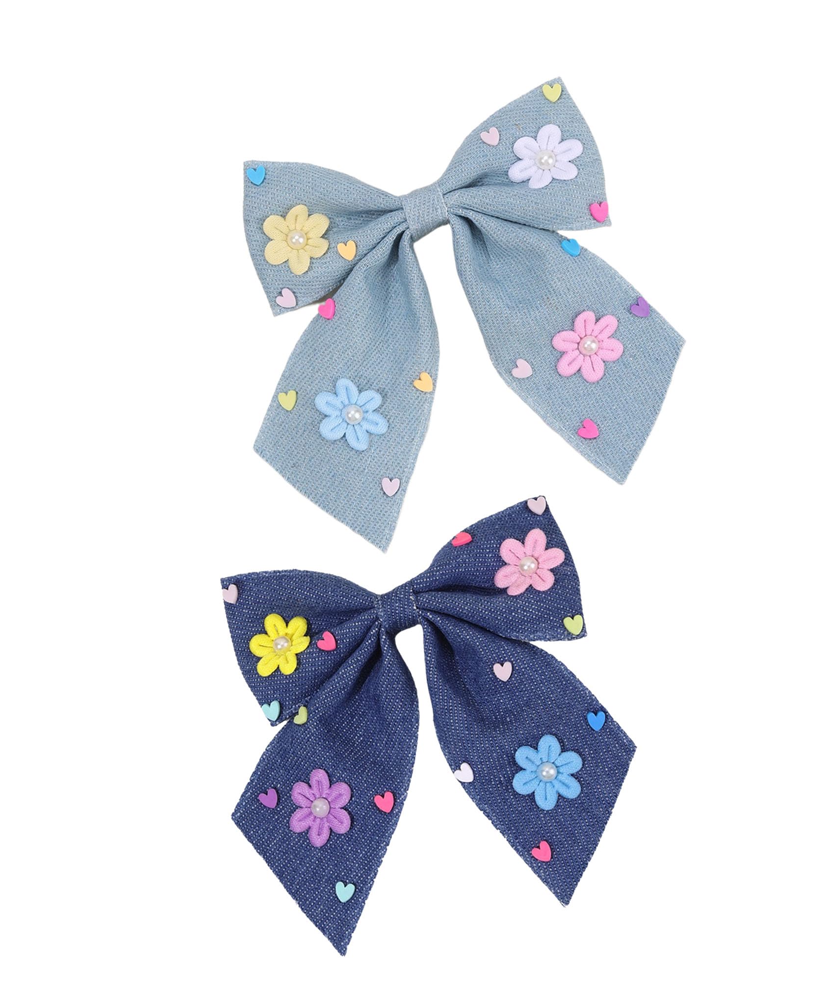 hair clip denim bow NWT Handmade Cute Denim Jean Bow French Barrettes main image 2
