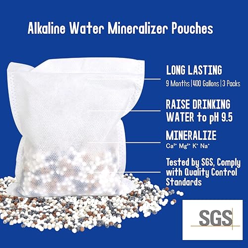 Miniatura 2 de AlkaEnergy Bolsa de filtro de agua alcalina  pH 9.5 +  Eleva el pH del agua potable  Remineralización para agua de ósmosis inversa  Apto para