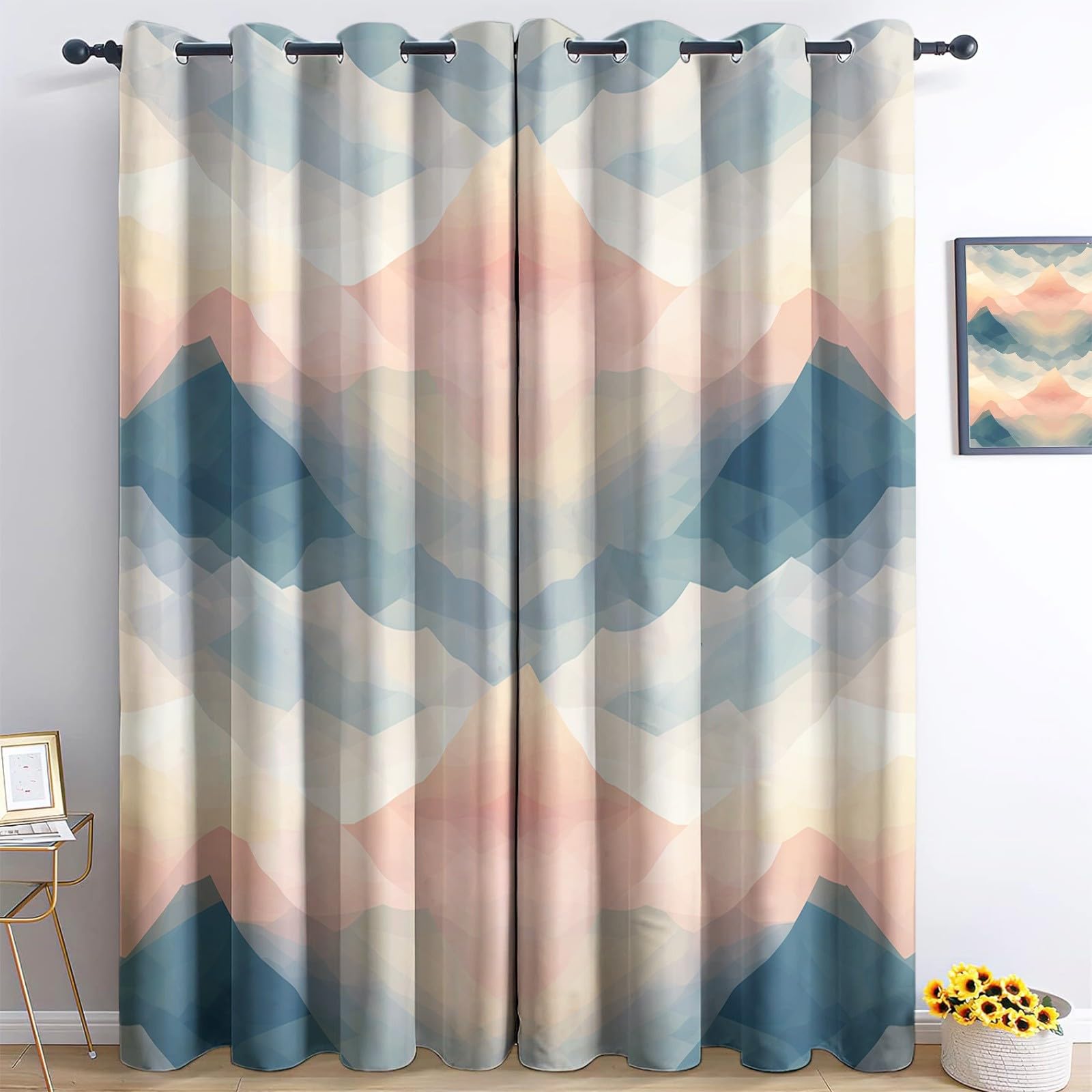 Rideaux opaques à œillets L140 x H160 cm isolation thermique salon