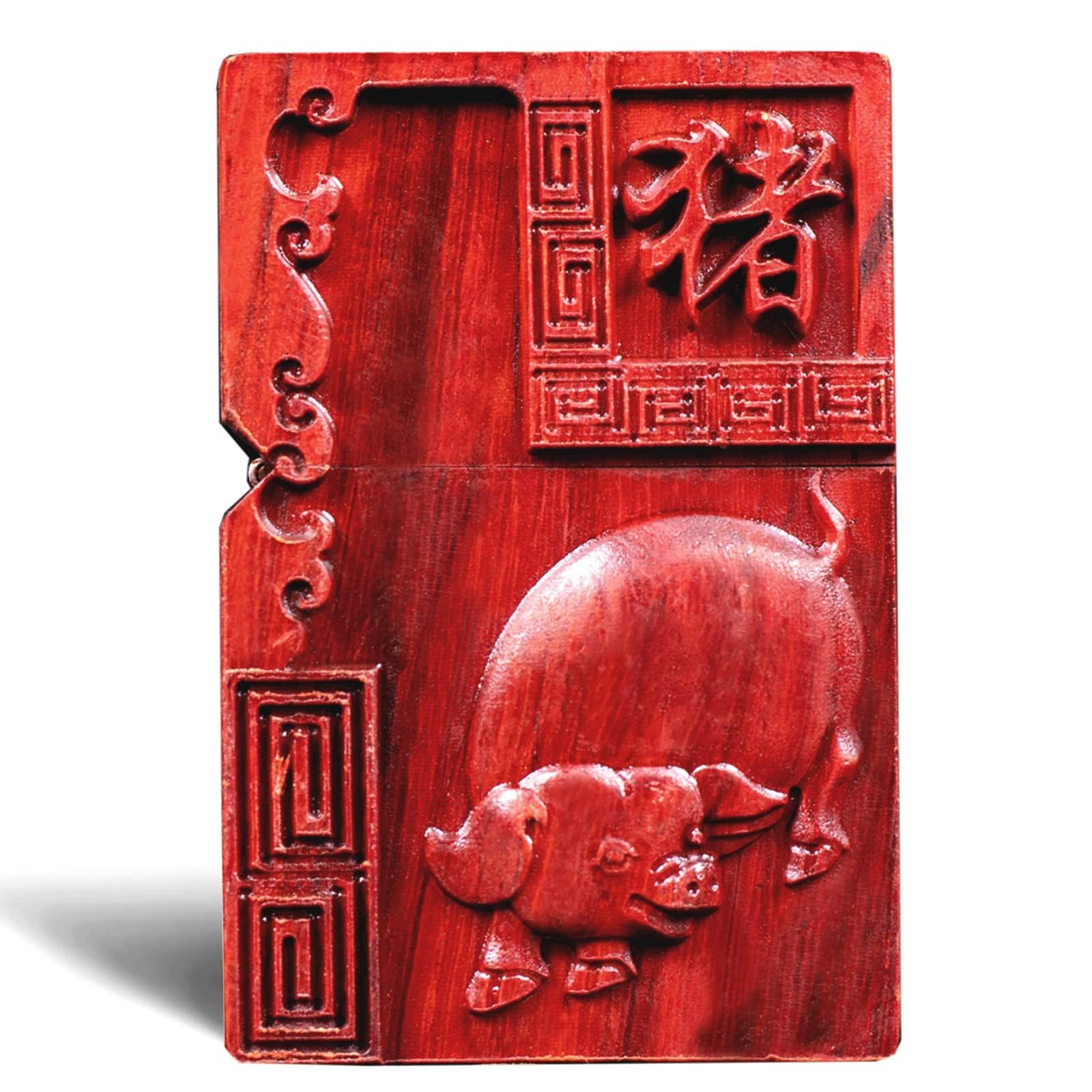 Zodiac Pig Meidai Natural Red Sandalwood Rosewood Carving Lighter，Replaceable For Zippo (Only Case), Compatible Insert Size 3.6Cm * 1.2Cm * 5Cm，Lighter Housing (Zodiac Pig)