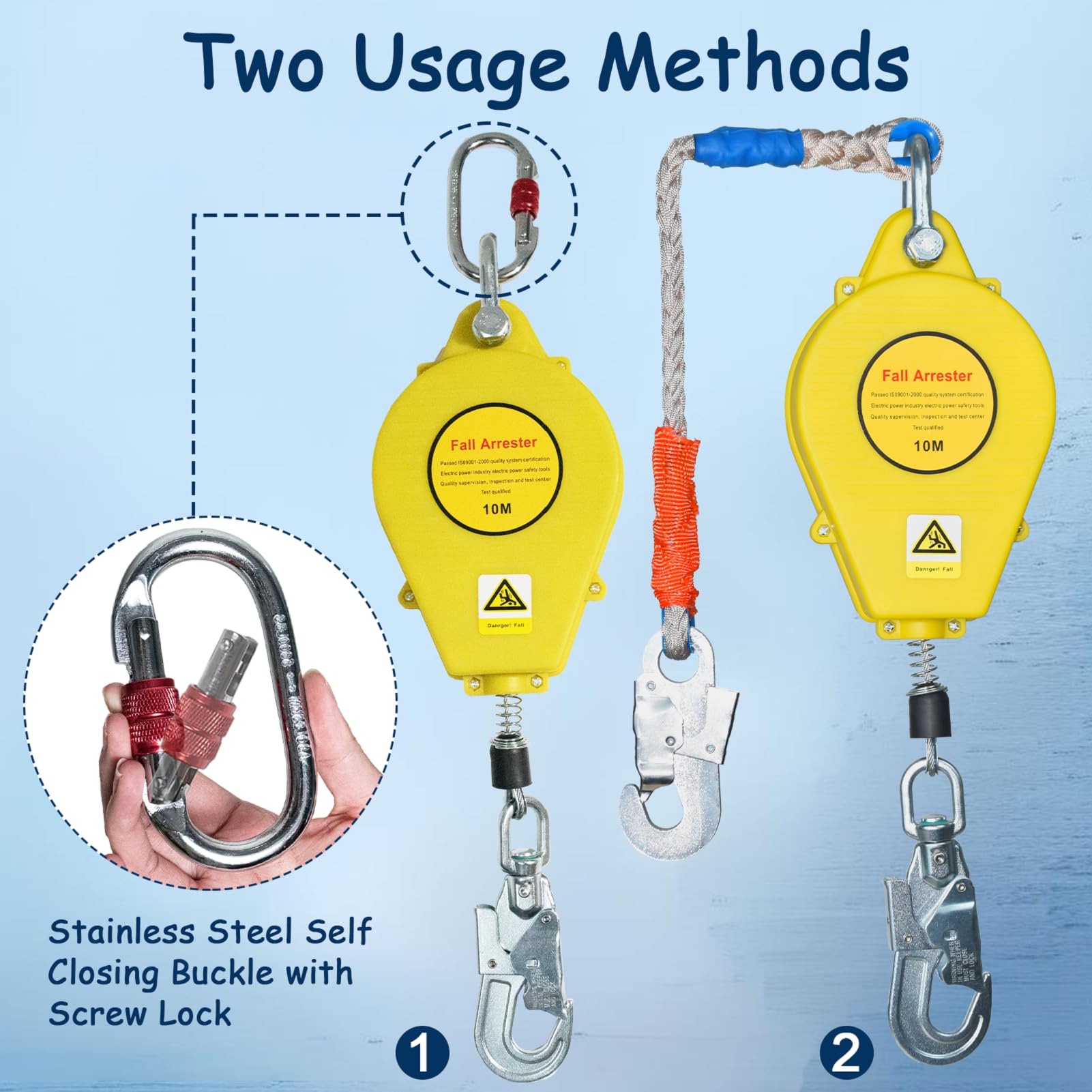 Arnes Linea de Vida Retractil Tejado, Dispositivo Anticaida Retractil Homologado 10m/15m/20m, 150 kg Arnes Seguridad Anticaidas Retractil Trabajo Altura y Tejado(Verde, 20m)