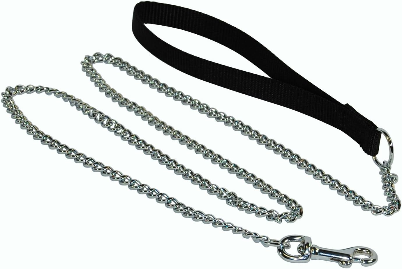 Hamilton L1648 4' Extra Fine Chain Dog Lead with Nylon Black Handle