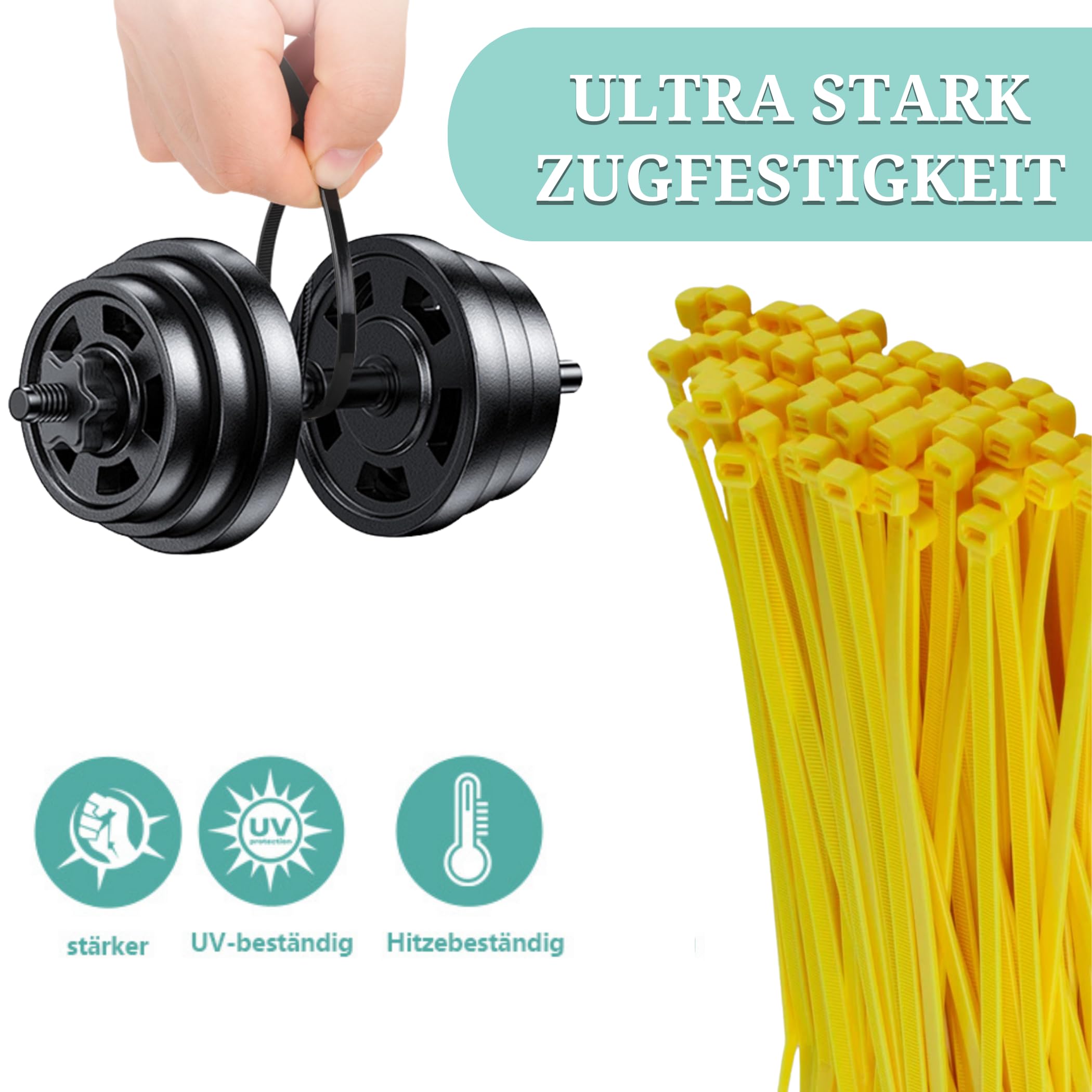 Kable Kontrol Kabelbinder Mit Flügel-Befestigung – 100 Stück, 15,2 Cm, UV-beständig Für Innen & Außen, Zugfestigkeit 22,7 Kg