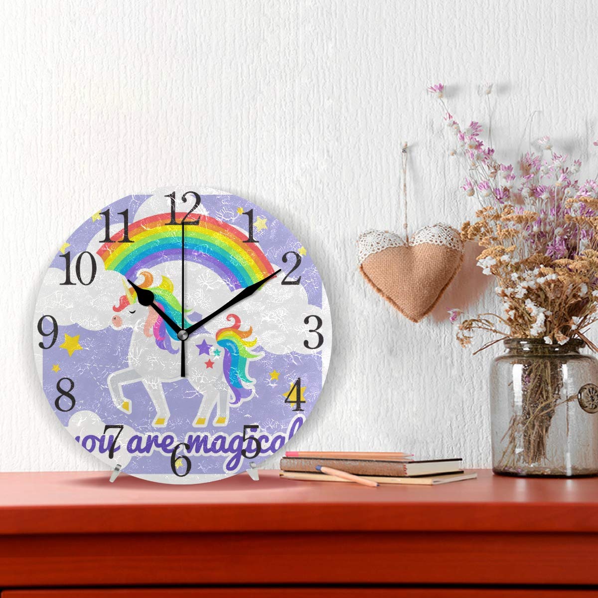 Grande orologio da parete colorato – 60 cm, silenzioso, senza ticchettio, in metallo, orologio rotondo decorativo per soggiorno, camera da letto, cucina, stile vintage