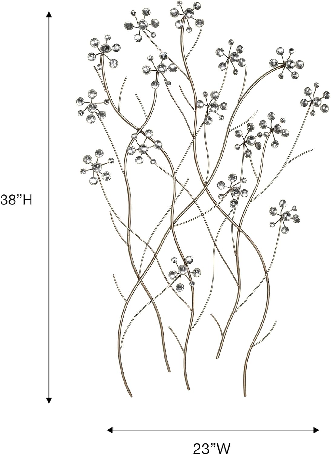 Platinum Branch and Blossom Metal Wall Art with Acrylic Gems