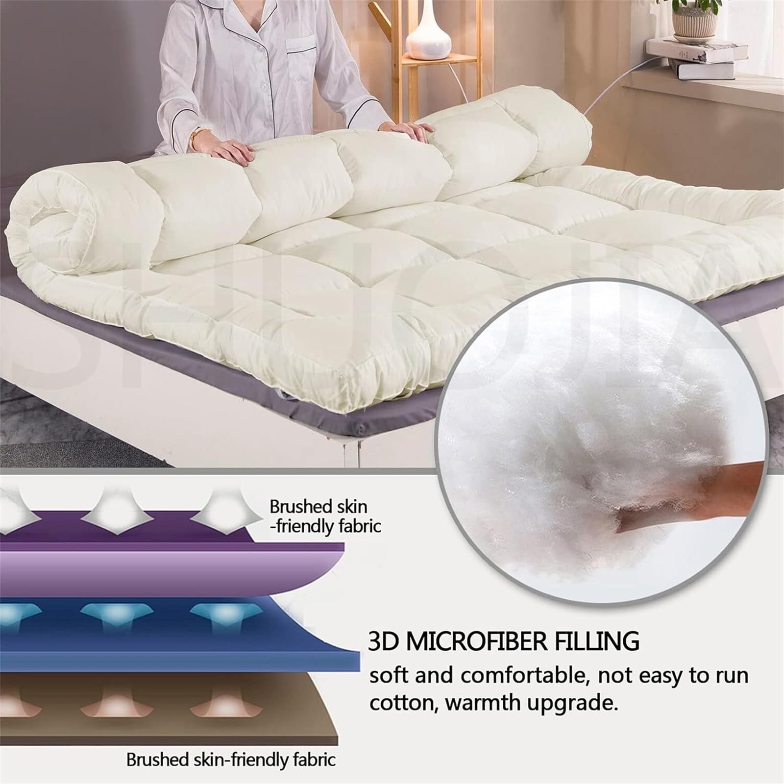Colchón de futón de Suelo de Terciopelo de plumón, tamaño Completo King Queen, colchón de Suelo japonés, colchón de Tatami for Cama de Invitados, colchón for Dormir for Dormitorio de Estudiantes (Col
