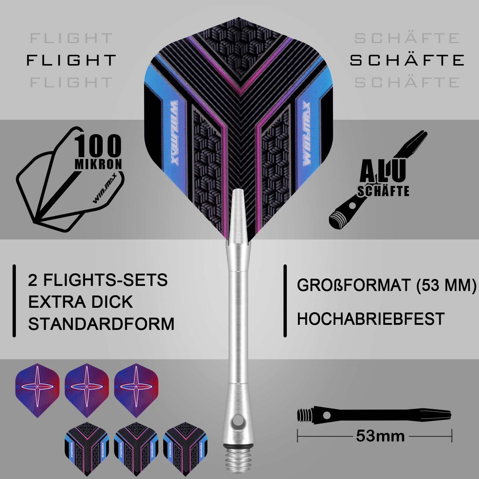 WIN.MAX Dartpfeile 90% Tungsten 3 Stück 90% Wolfram 18 Gramm Dart professionelle