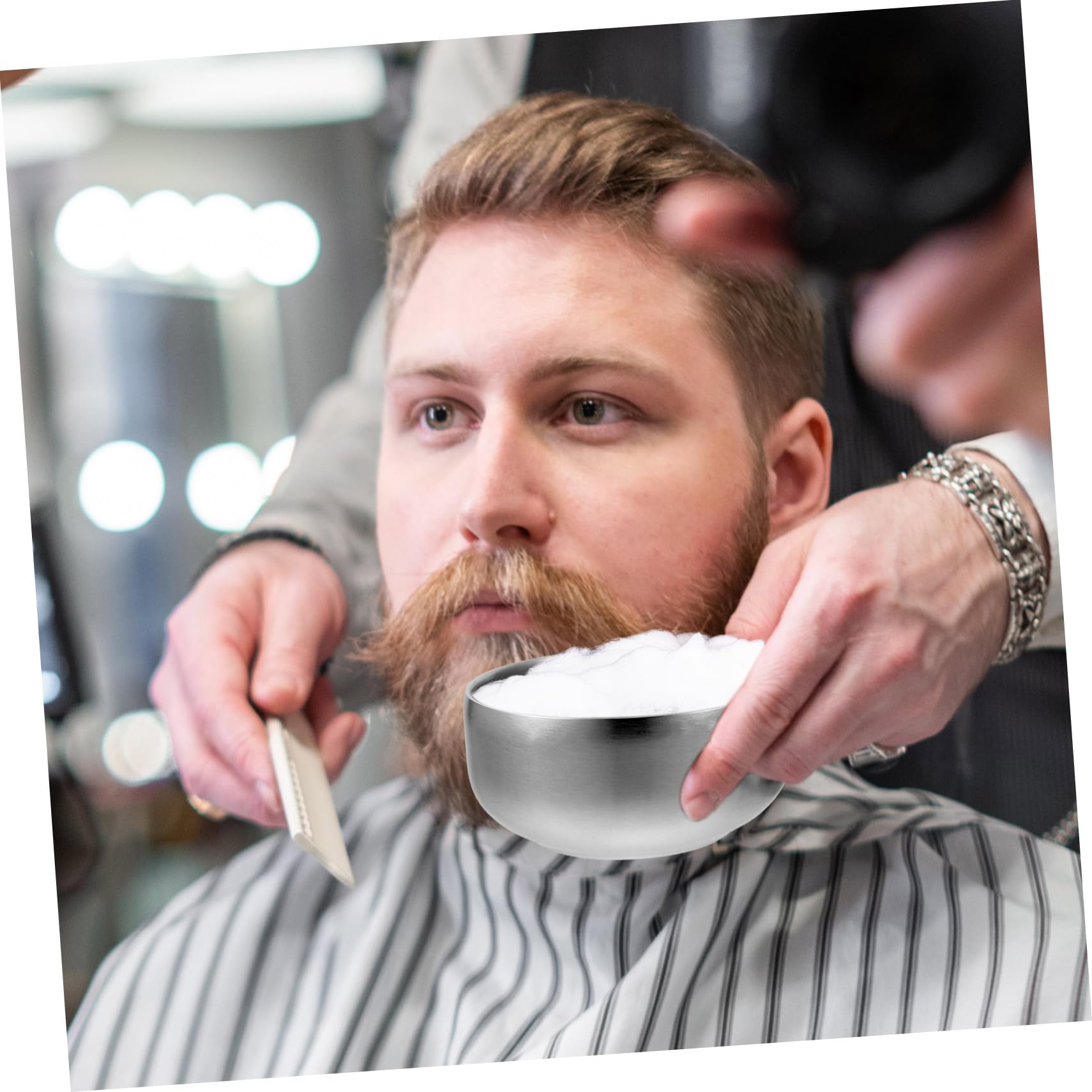 Healeved 4stücke Edelstahl Rasierschale Mit Deckel Praktische Rasierschüssel Für Männer Für Rasierschaum Zuhause Salon Verarbeitet Platzsparend Silberfarben