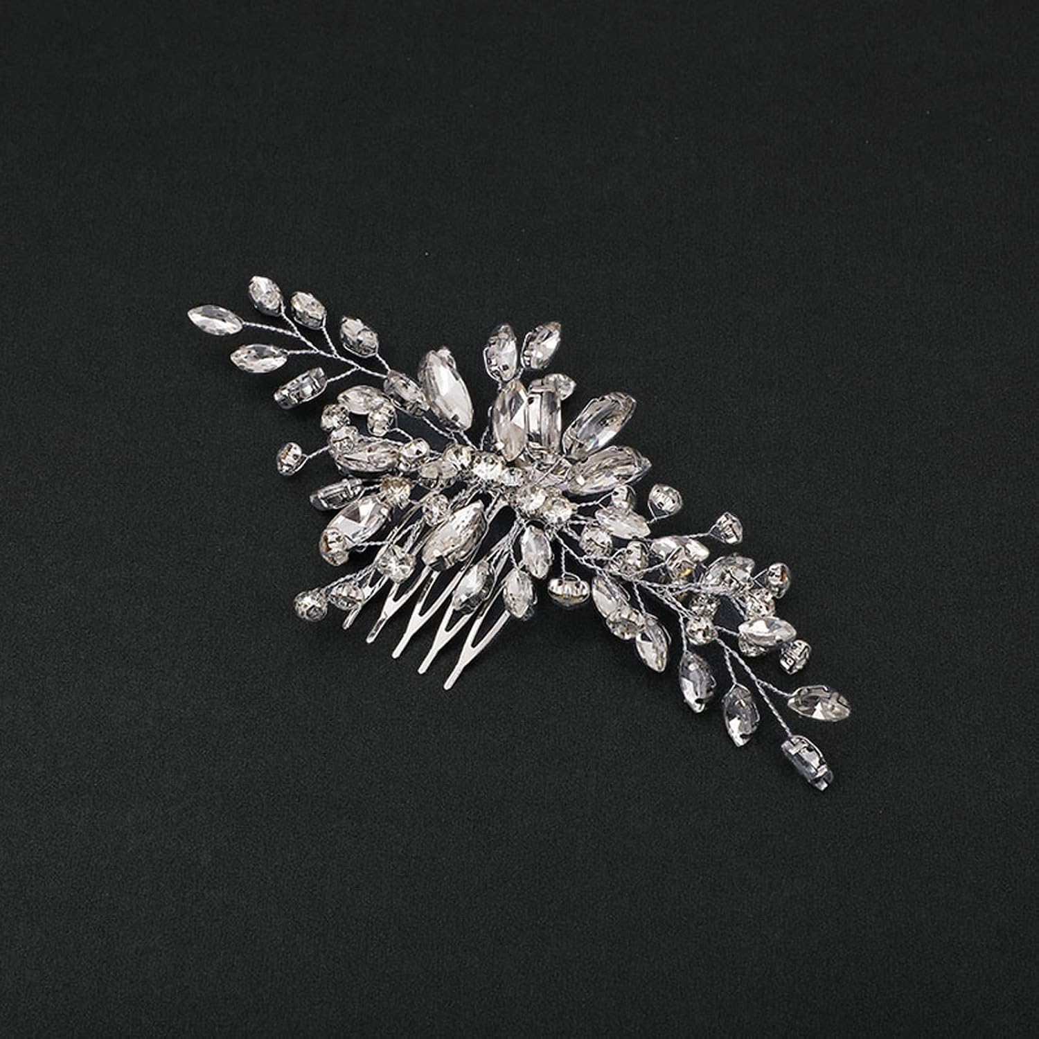 Jeulia Hair Accessories for Women Wedding Hair Pins Set Hair Jewelry Silver Tone Crystle Headpiece Flower Hair Clips for Bridal,Bridesmaids, Prom,Party and Special Occasion