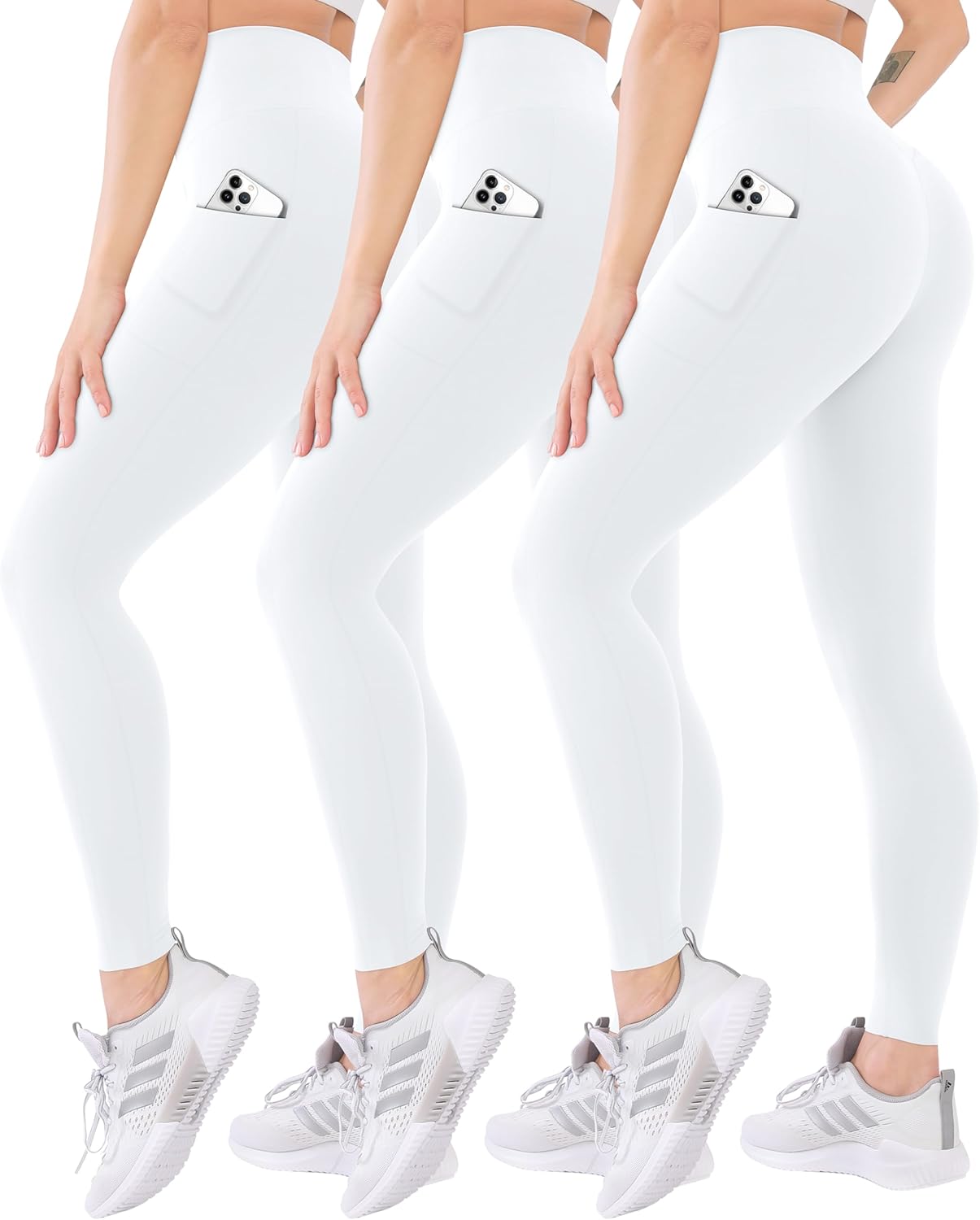 Blisset 3 Pack High Waisted Leggings for Women with Pockets Soft Active Tummy Control Pants for Yoga Running & Daily Wear