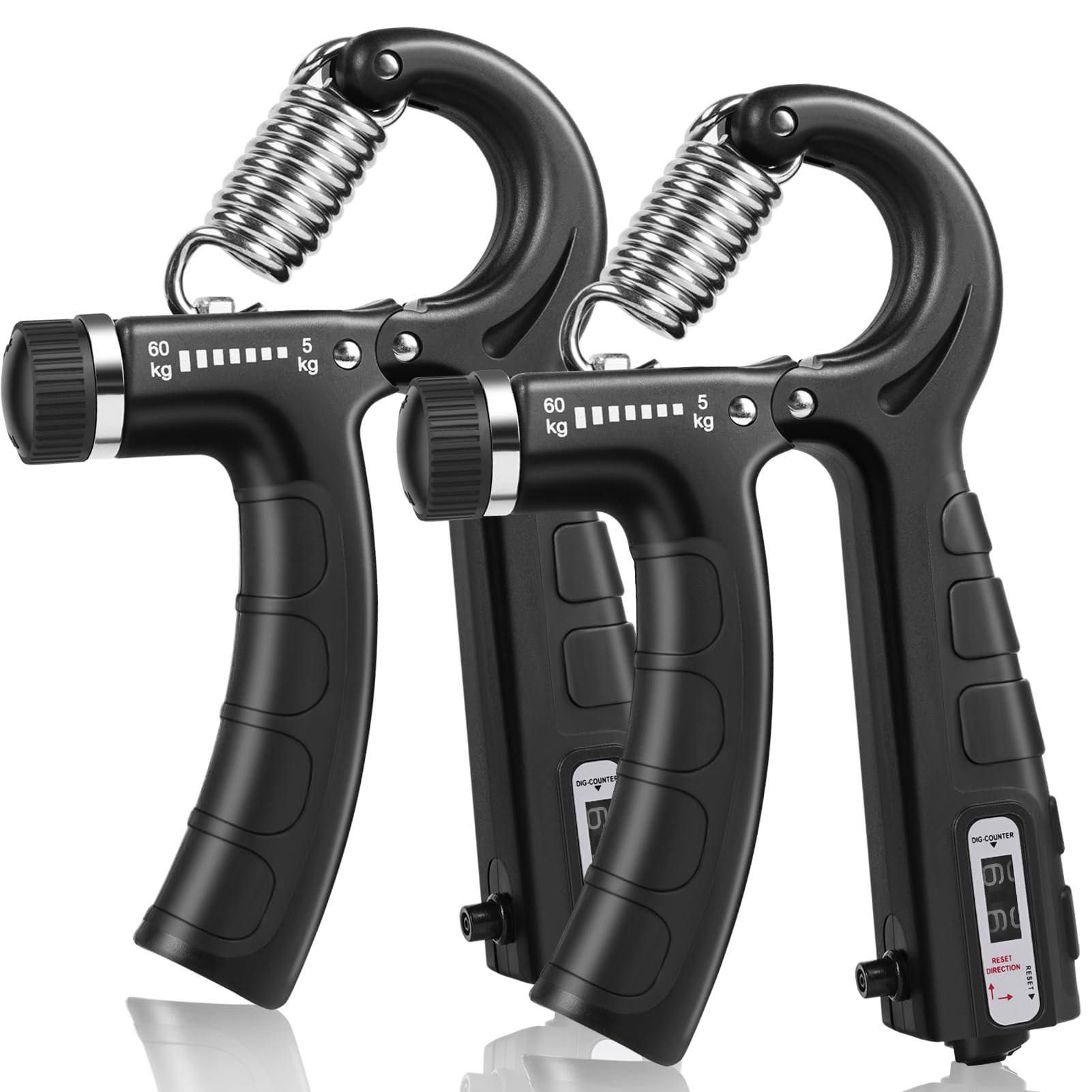 Hand Grips Strengthener with Counter, 2 Pack Forearm Strengthener Trainer Adjustable Resistance 5-60 KG, Hand Gripper, Arm Exerciser Strength Training Equipment for Hand Injury Recovery