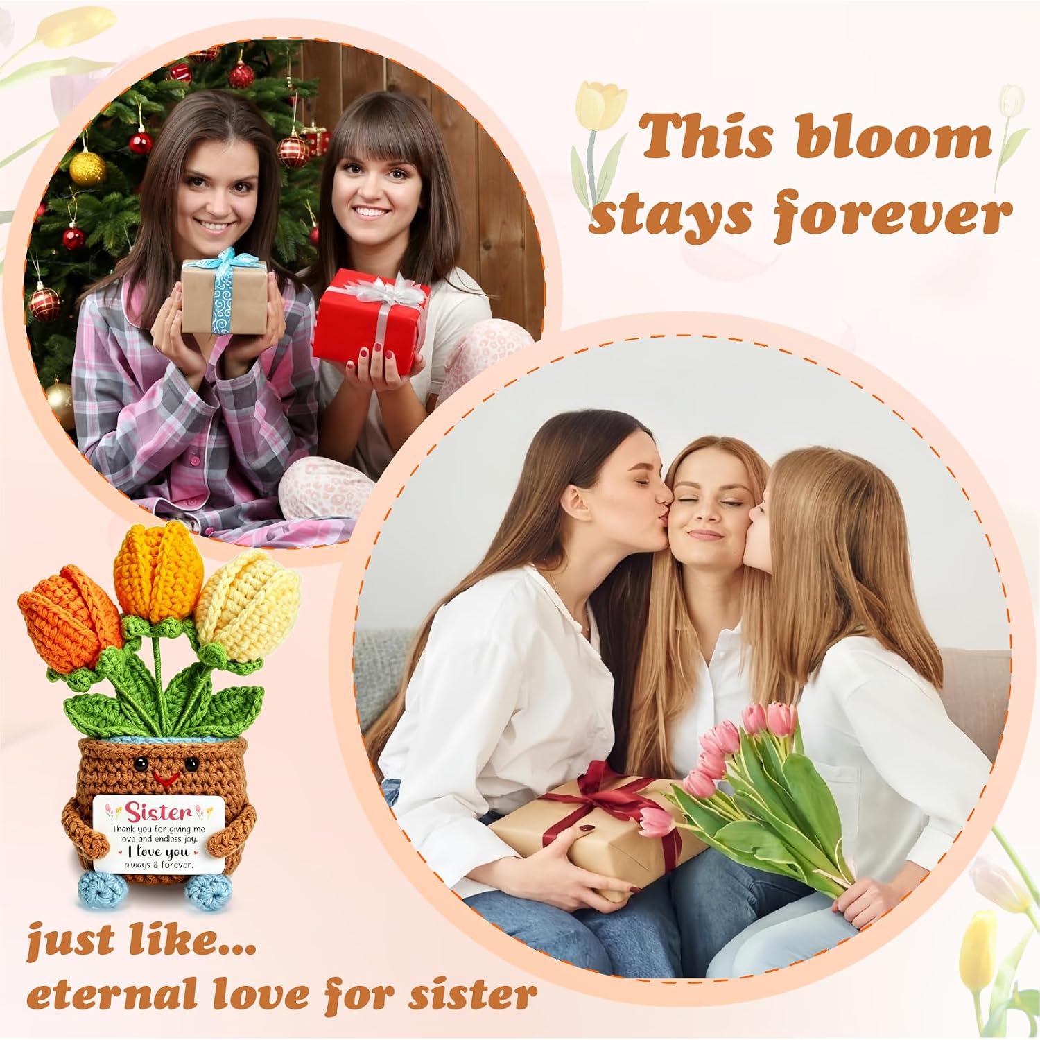 Sister Birthday Gifts Sister Gifts from Brother Sisters Small Tulip Crochet