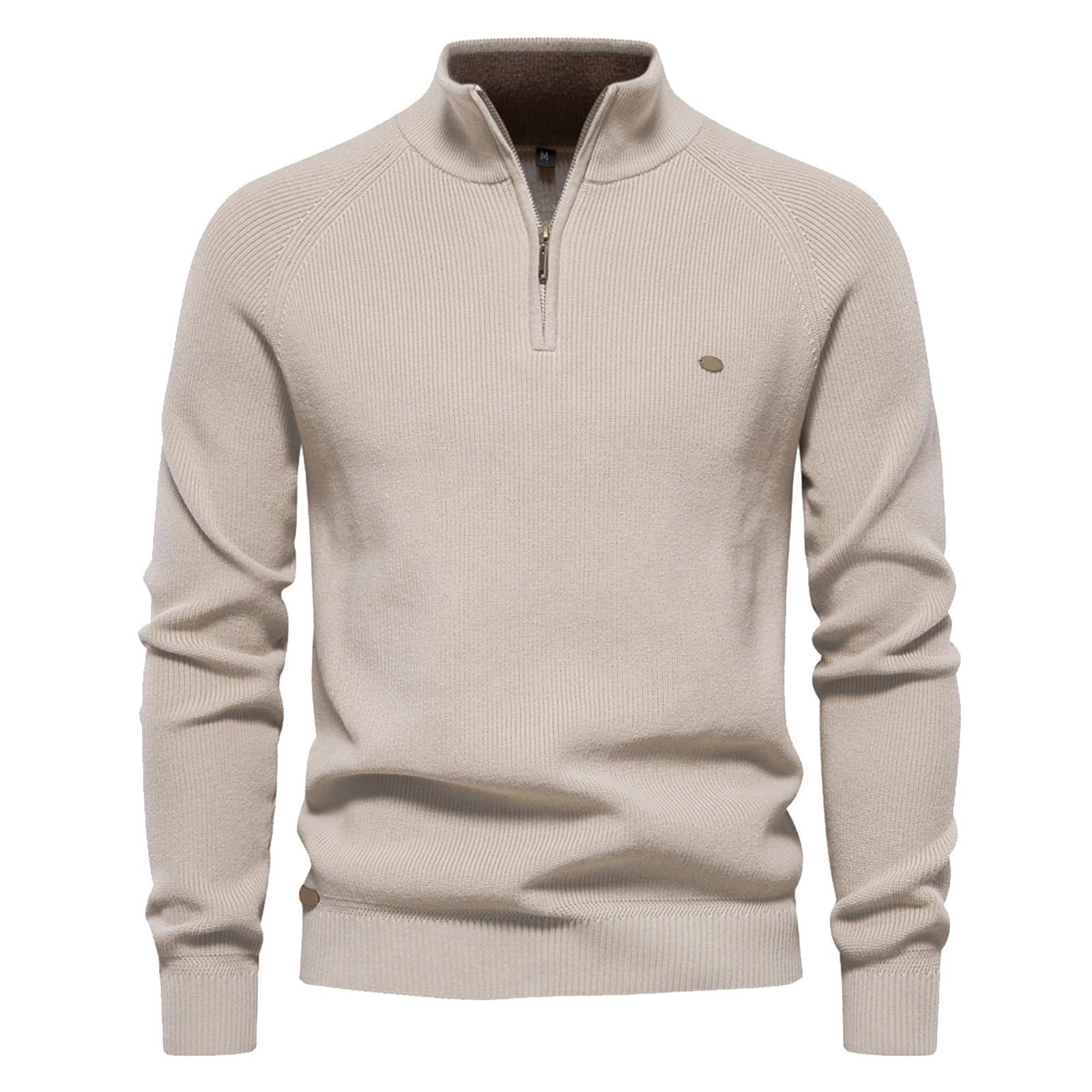 Maglione Uomo Invernale con Zip Collo Alto con Zip 1/4 Pullover Foderato in Pile Giacca in Maglia Maniche Lunghe Sweater Invernale Maglione Mezza Zip Caldo Cashmere Pesante Moda Maglioncino Elegante