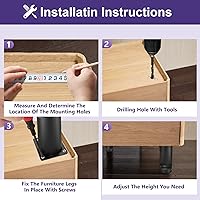 Vista 6 de Patas de metal para muebles de 7 pulgadas, patas ajustables de acero inoxidable, patas de metal negro, patas redondas para gabinete de mesa de café