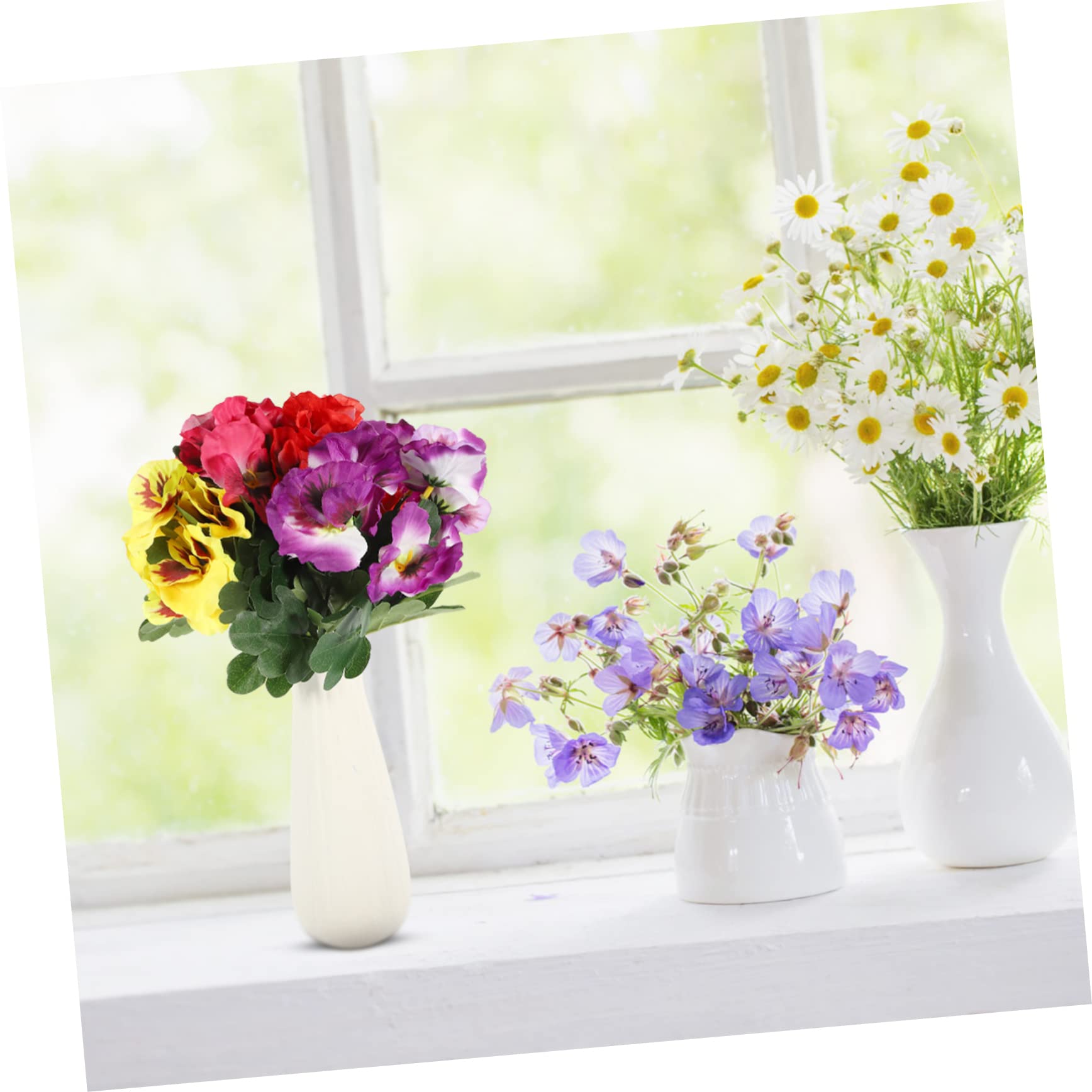Amosfun Künstliche Pflanzen 12 Stück aus Kunststoff und Seidenstoff Realistische Blumensträuße für Wohnraumdekoration und Vasen Langanhaltender Künstlicher Blumenschmuck für Zuhause