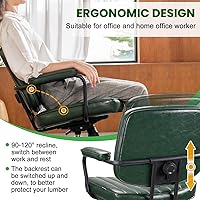 Vista 4 de Artswish Mid Century Office Desk Chair - Green Leather Home Office Chair with Wheels and Arms