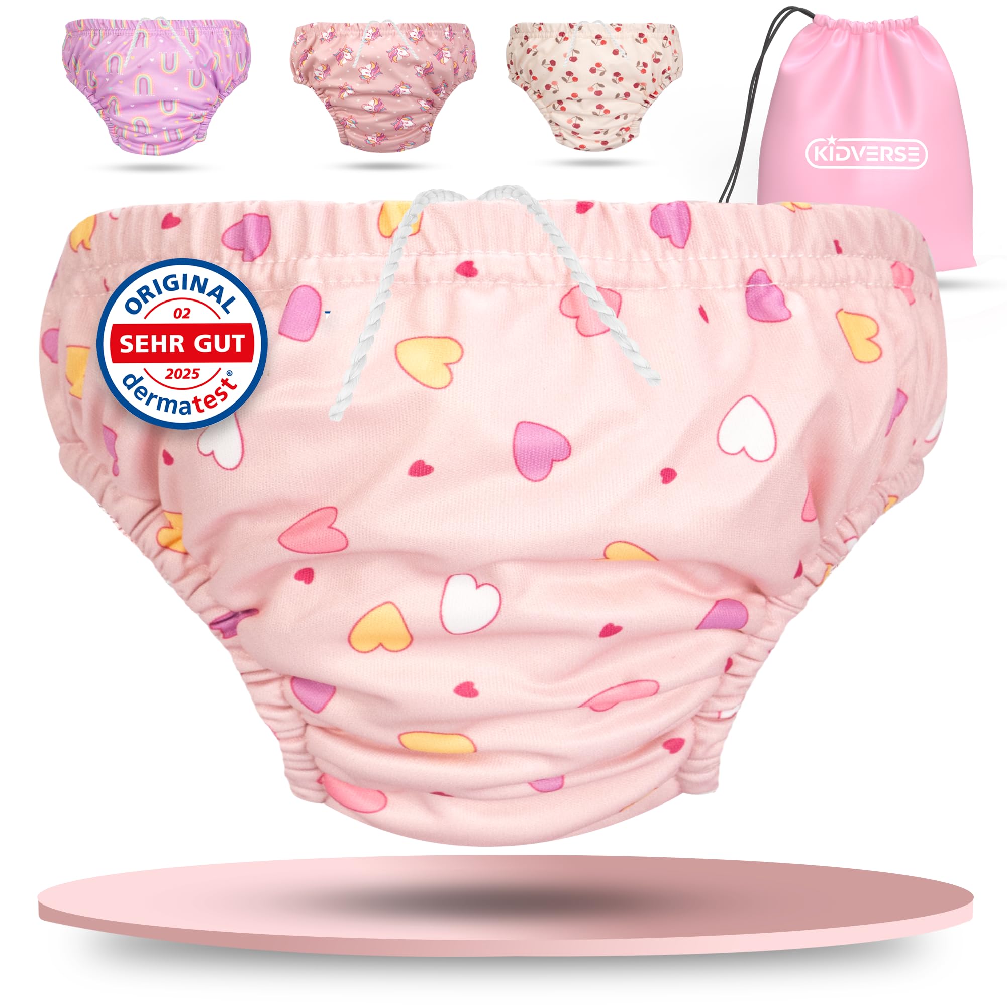KIDVERSE Schwimmwindel Baby Badehose ab 1 bis 2 Jahre - Hautfreundliche Schwimmwindeln wiederverwendbar & saugstark - Badewindel Baby Schwimmhose inklusive Tragetasche