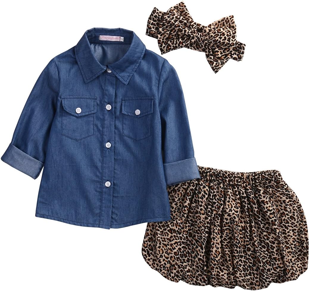 IWOKA3pc Cute Baby Girl Blue Jean Shirt +Princess Tulle Overlay Lace Dress+Headband