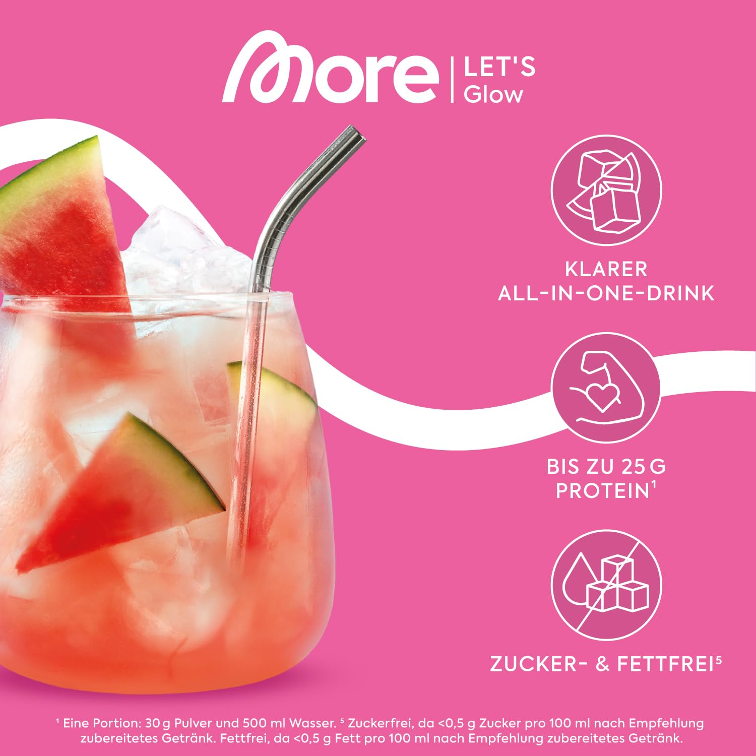 MORE Clear Glow Peptides, Wassermelone, 600 g, unterstützt Muskeln, Haut, Gelenke, Sehnen und Bänder - made in Germany