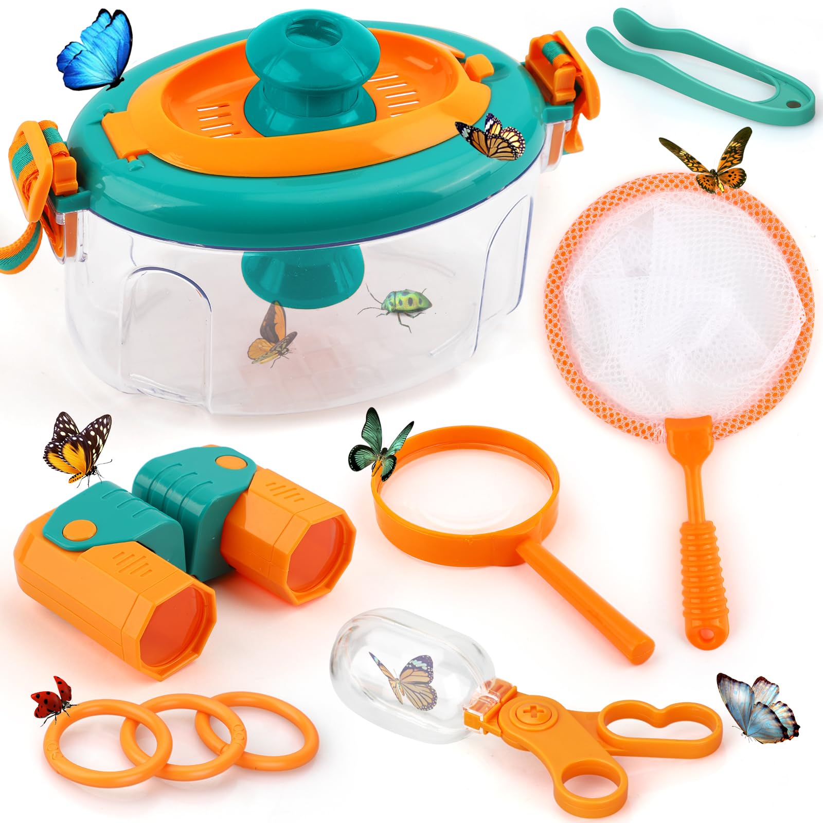 TOY Life Bug Catcher for Kids Outdoor Toys with Butterfly Net, Bug Habitat with Magnified Viewer, Bug Toys Tweezers & Magnifying Glass, Inset Catcher for Kids Outdoor Activities Explorer Kit
