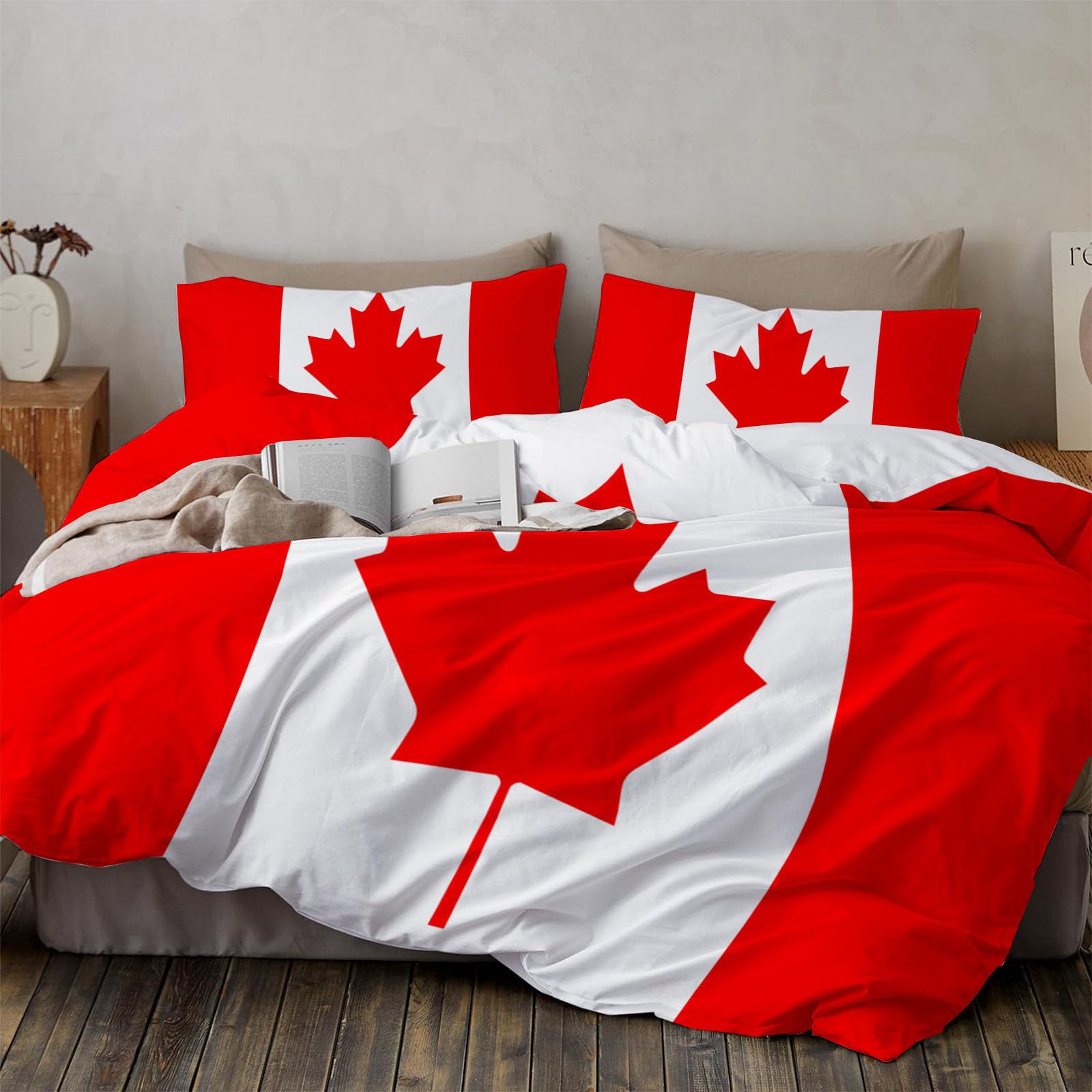 Parure de lit rouge à motif feuille d'érable canadienne pour transformer la chambre des enfants