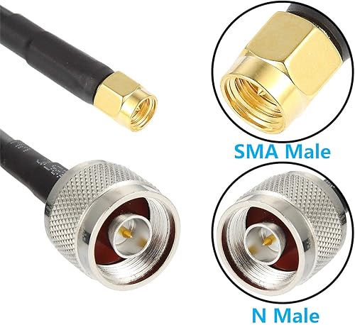 Miniatura 7 de GEMEK Cable de cobre puro SMA macho a N macho de 10 pies, coaxial S-MR240 de baja pérdida para 3G 4G 5G 6G LTE ADS-B Jamón GPS WiFi RF Radio a