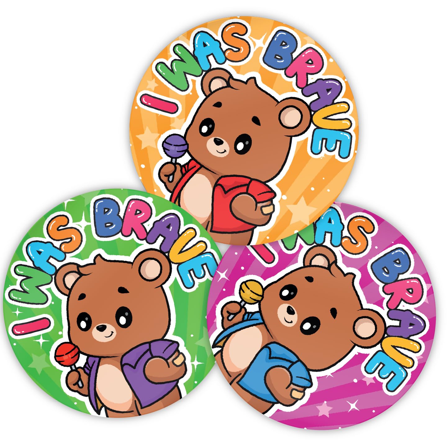 Stone Melon School Reward Stickers 144 I Was Brave Bear Bravery Stickers 30Mm Round Awards Nursery Teachers Parents Children Kids