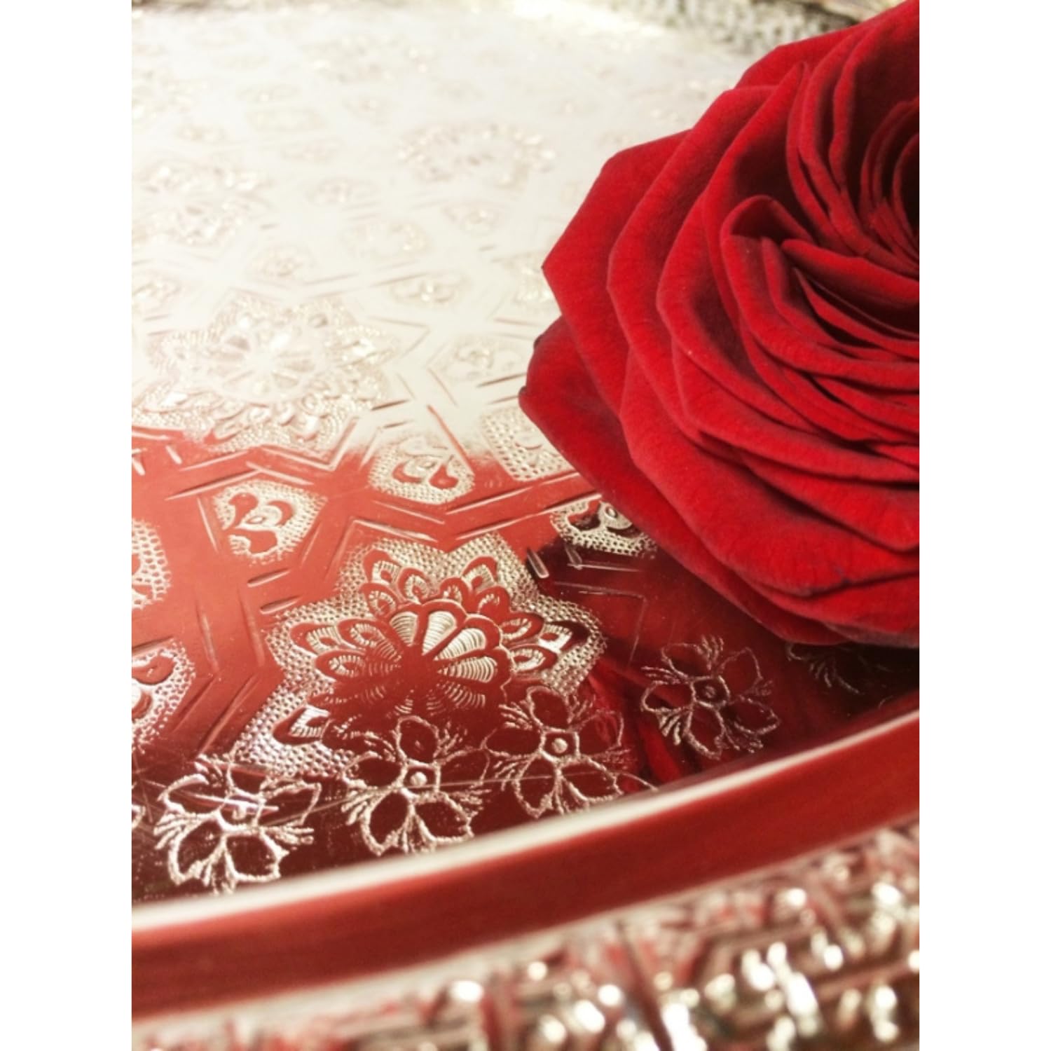 Plateau Oriental Aluminium Hedye 58 Cm Argenté - Plateau à Thé Marocain Décoratif