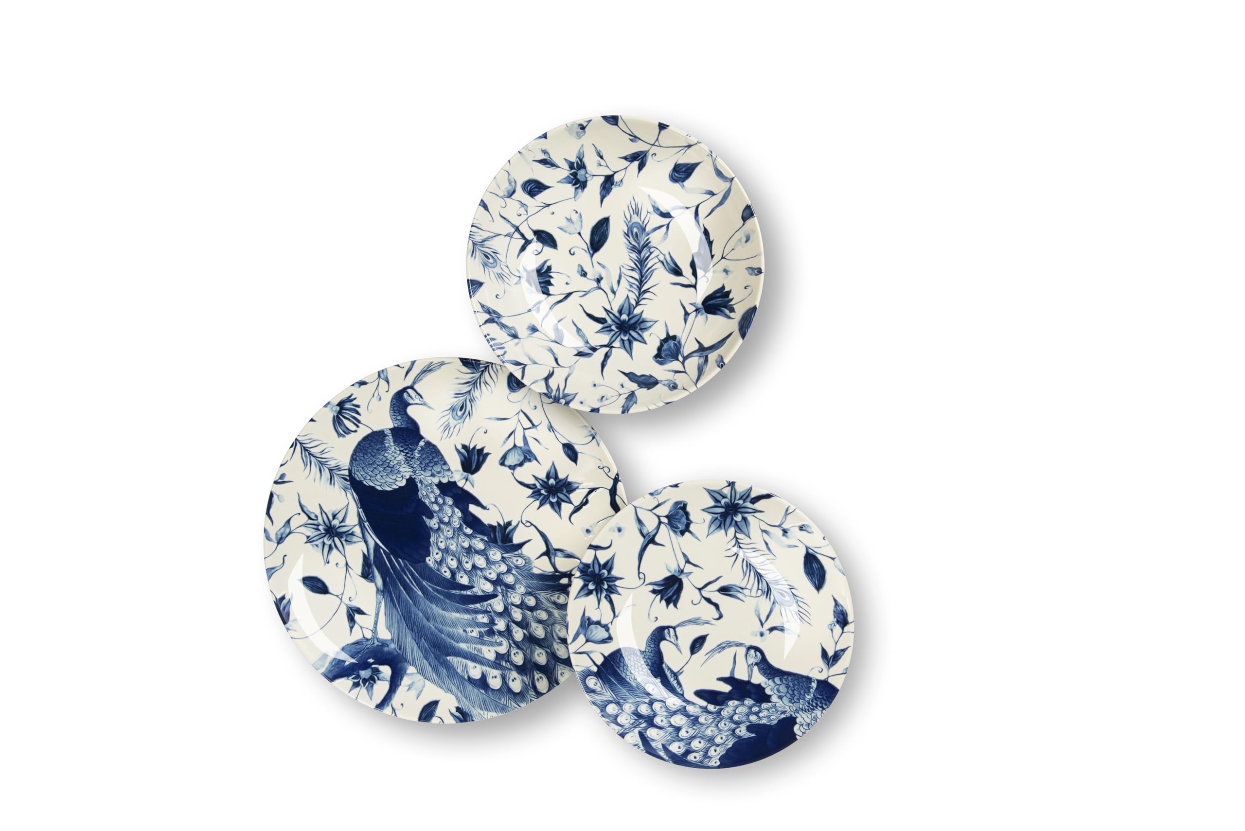 Excelsa Vanitas Servizio Piatti 12 Pezzi, Ceramica, Bianco e Blu