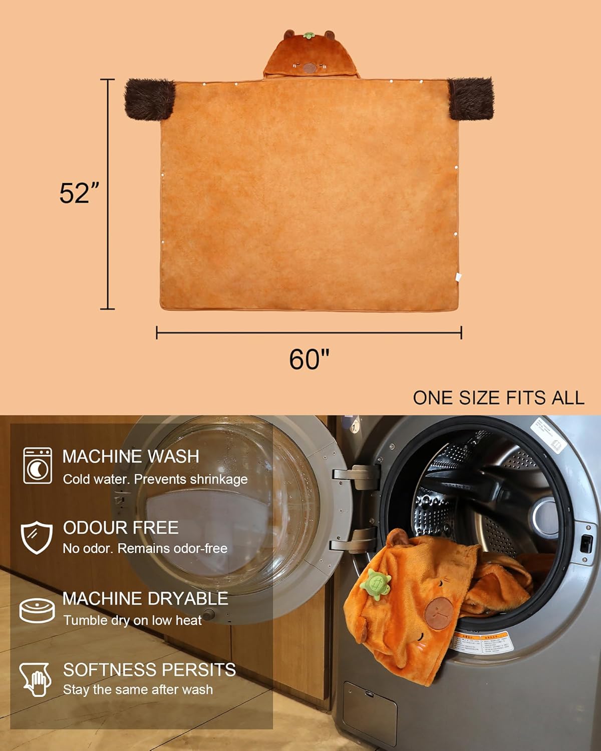 Wearable Hooded Blanket for Adults Soft Warm Cozy Plush Flannel Throw & Sherpa Hoodie Cloak Wrap Gifts for Adults - Image 6