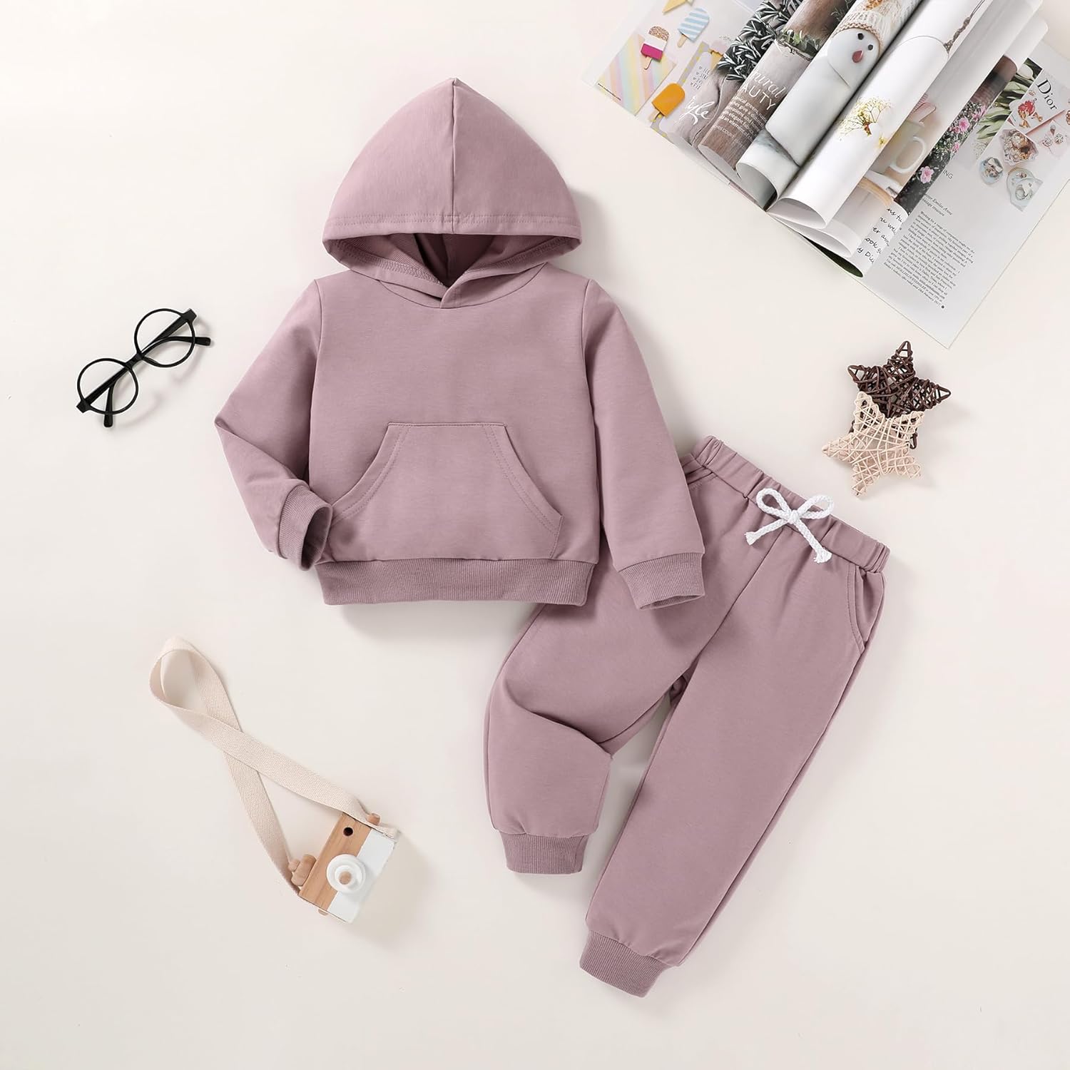 Happy Town Baby Fall Outfits for Girl Boy Long Sleeve Hoodie Top and Long Sweatpants Set Toddler Sweatsuit - Image 2