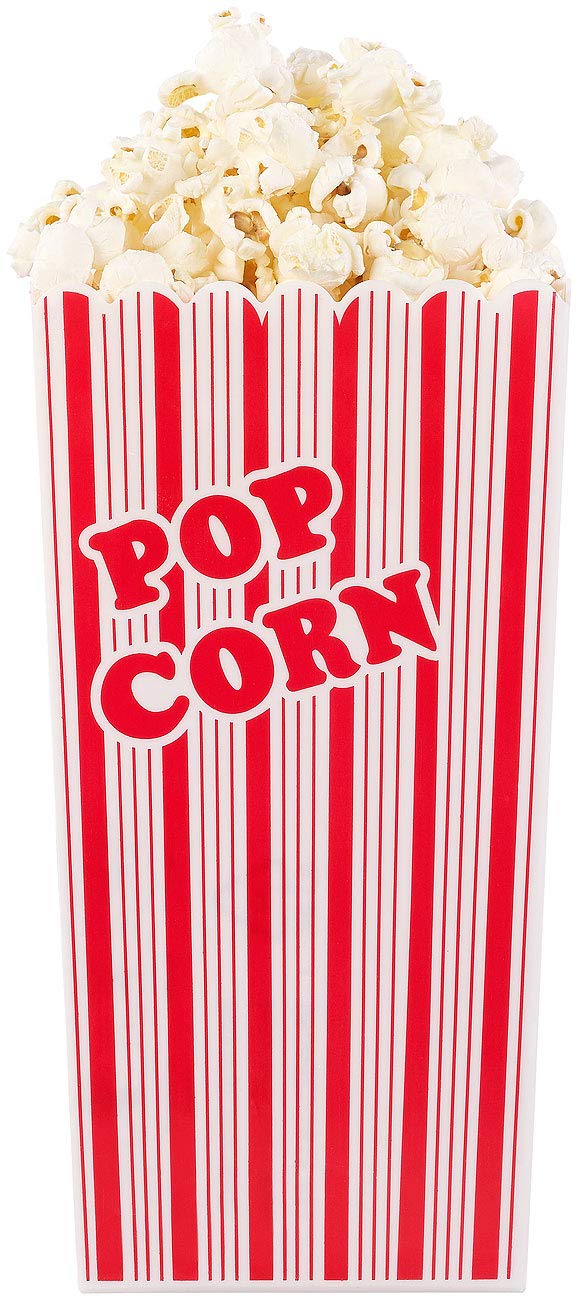 infactory Popcorneimer: 12er-Set Wiederverwendbare Popcorn-Boxen, 2 Liter, rot-weiß gestreift (Popcorn Schüssel Plastik, Becher Plastik, Box)