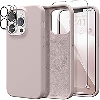 Vista 260 de GONEZ Funda de silicona para iPhone 14 Pro Max, compatible con MagSafe, con protector de pantalla + protector de lente de cámara, silicona líquida a