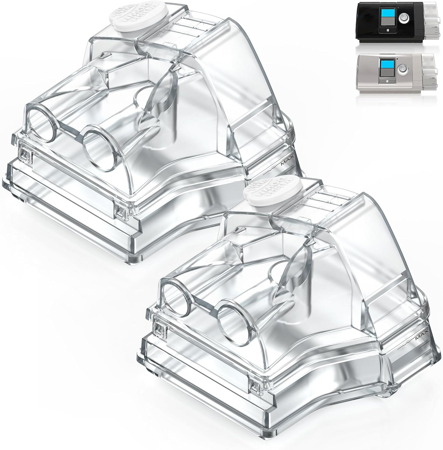 2 Packs Water Chamber for Airsense 10 & Aircurve 10, Leak-Free & Consistent Humidity Replacement CPAP Water Chamber with Top-Fill Port Technology, HumidAir Water Tank for ResMed Airsense 10 Supplies