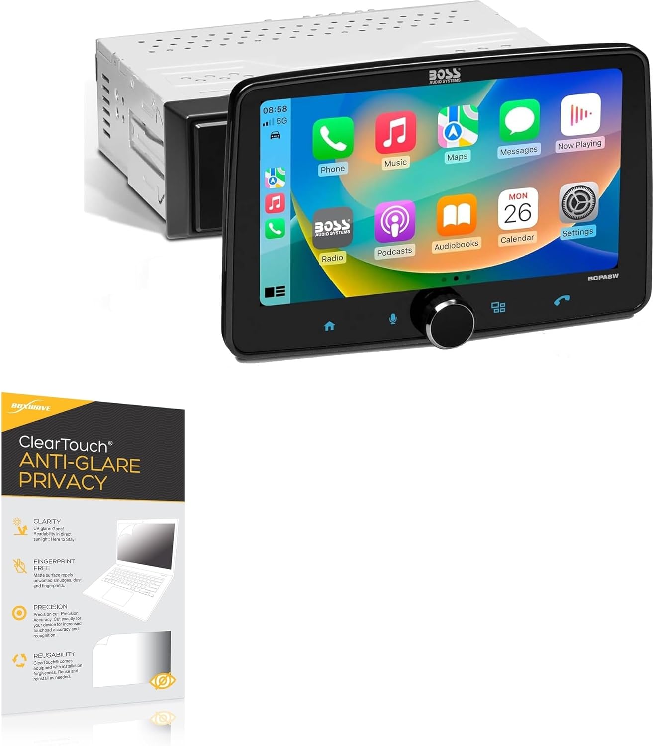 BoxWave Screen Protector Compatible With BOSS Audio BCPA8W - ClearTouch Anti-Glare Privacy (2-Pack), Privacy Screen Protector Flexible Film Anti-Glare