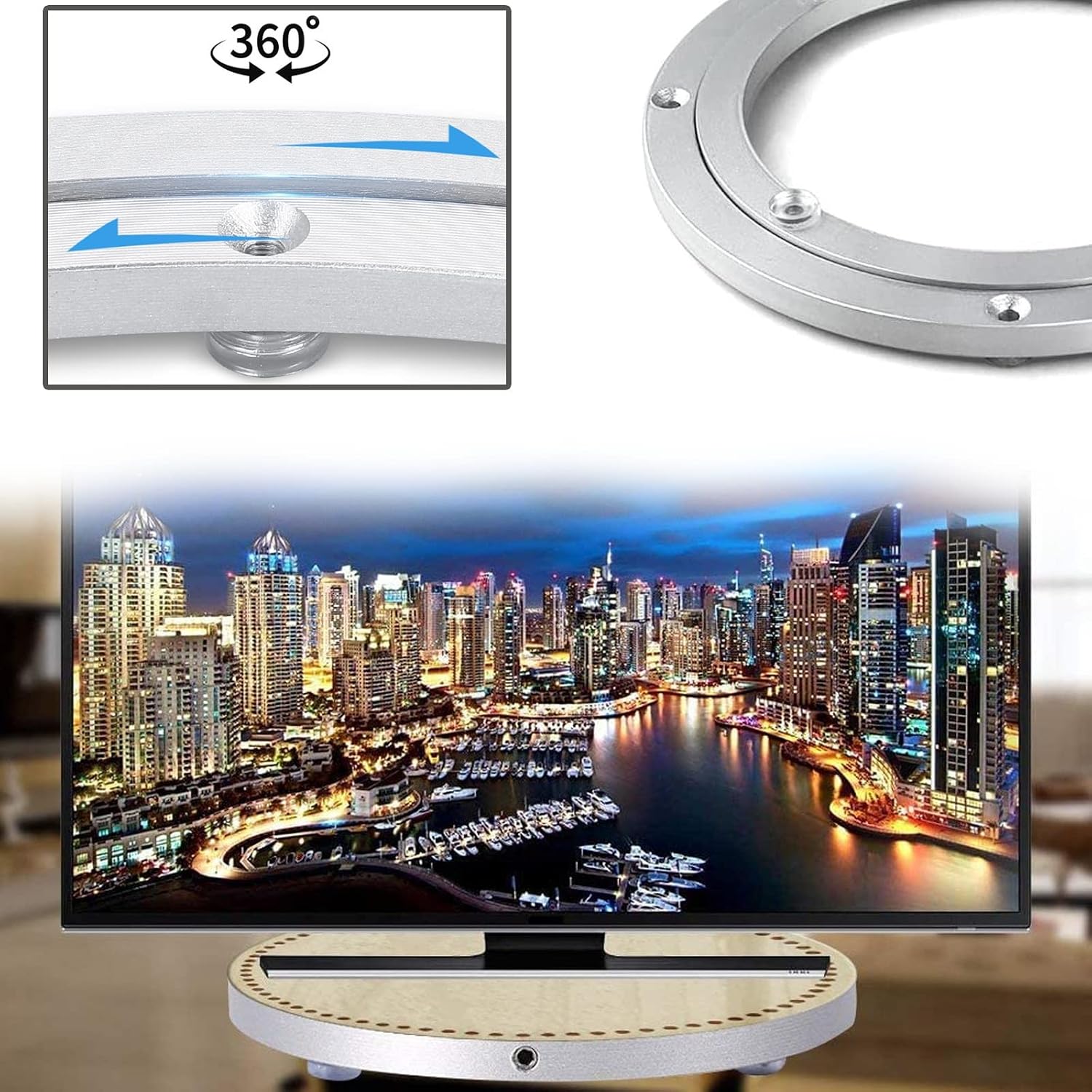 Heavy Duty Aluminum Alloy 360° Swivel Plate - Round Table Hardware for Dining, TV & Computer Monitors - Smooth Rotating Base for Enhanced Functionality,8 inches (200mm)