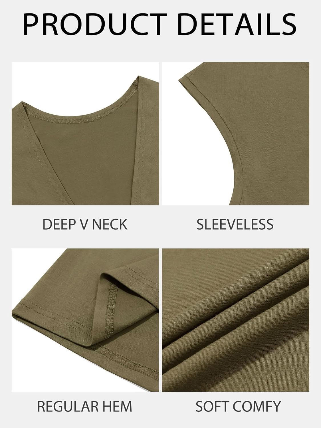 PASLTER Mens Tank Tops Sleeveless T Shirts Deep V Neck Loose Casual Summer Beach Basic Tank Shirts - Image 5