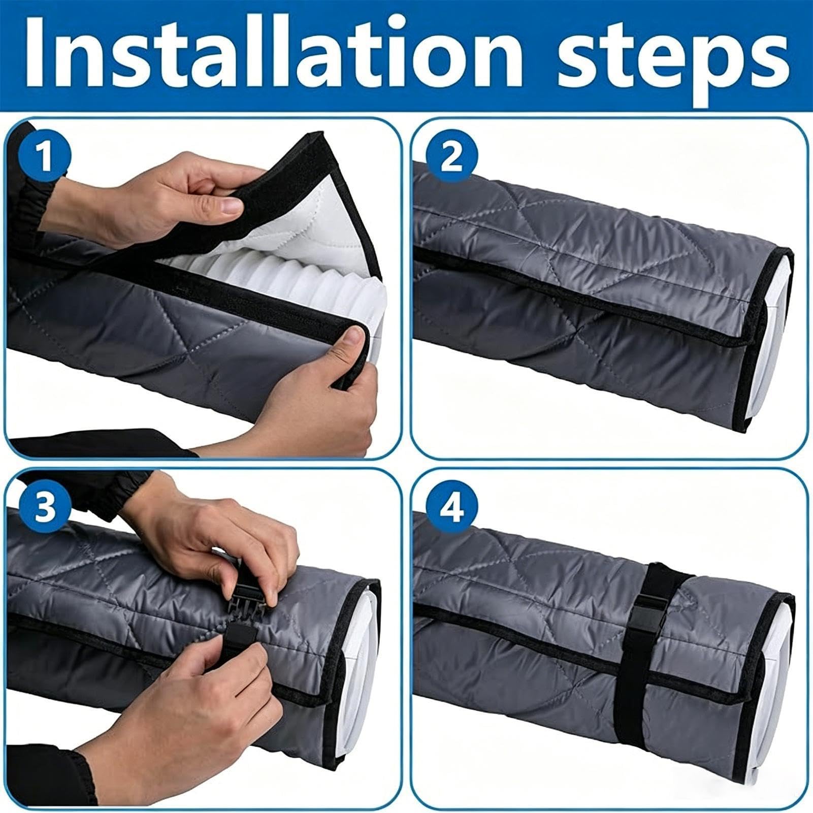 Portable Air Conditioner Hose Insulation Cover Kit | Air Conditioner Exhaust Hose Cover, Foldable Washable Duct Vent Accessories With 4 Adjustable Straps For Outdoor Indoor Home Hotel Dorm