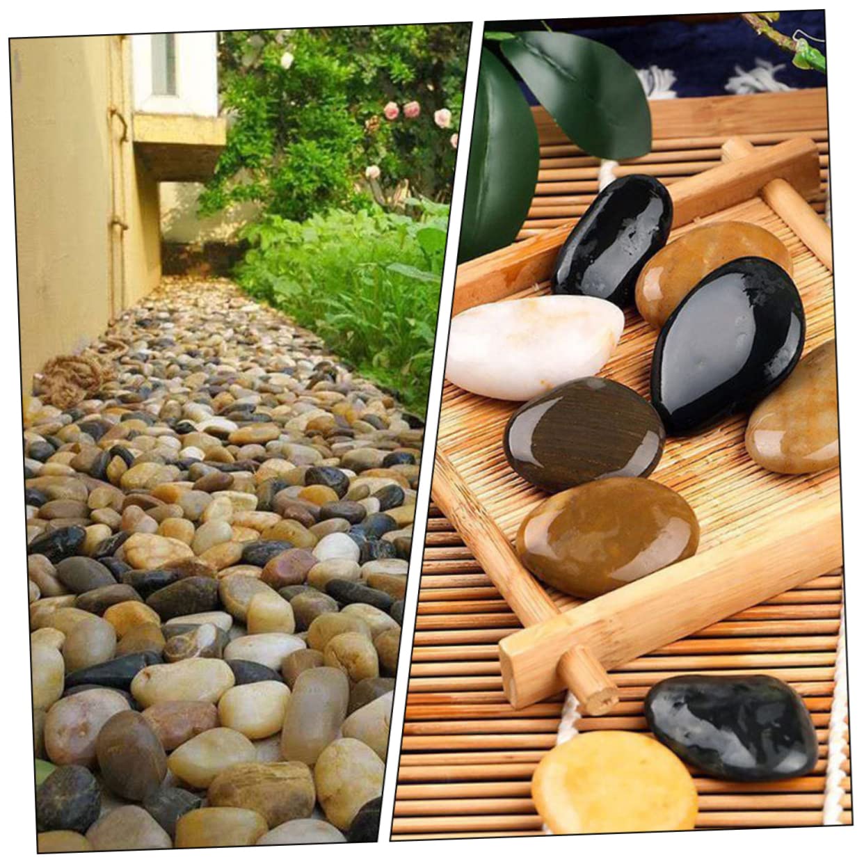 VICASKY Ciottoli Naturali Levigati per Acquario 2 Borse di Ciottoli Decorativi in Pietra per Paesaggistica e Contenitore di Cactus, Materiale Pietra Lucida e Creativa