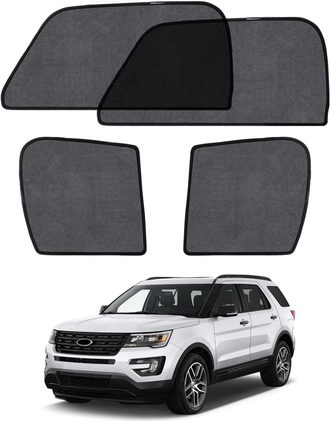 Car Window Shade for Ford Explorer 2011-2019, 4 Pack Magnetic Mesh Sun Shades for Front & Rear Windows, UV Glare Protection & Baby Car Shade for Napping Camping Breastfeeding
