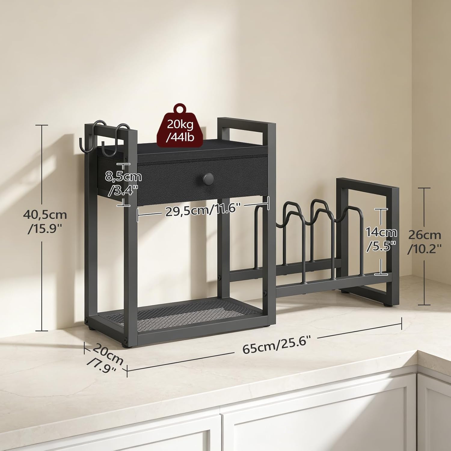 Kitchen Island on Wheels and Pots Rack Bundle, Pots and Pans Organizer Rack, KINW12501-POBK2201