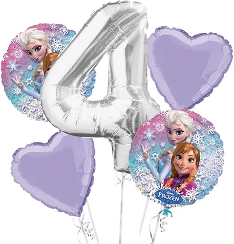 Ramo de globos de Frozen 4 cumpleaños 5 piezas - Suministros para fiestas