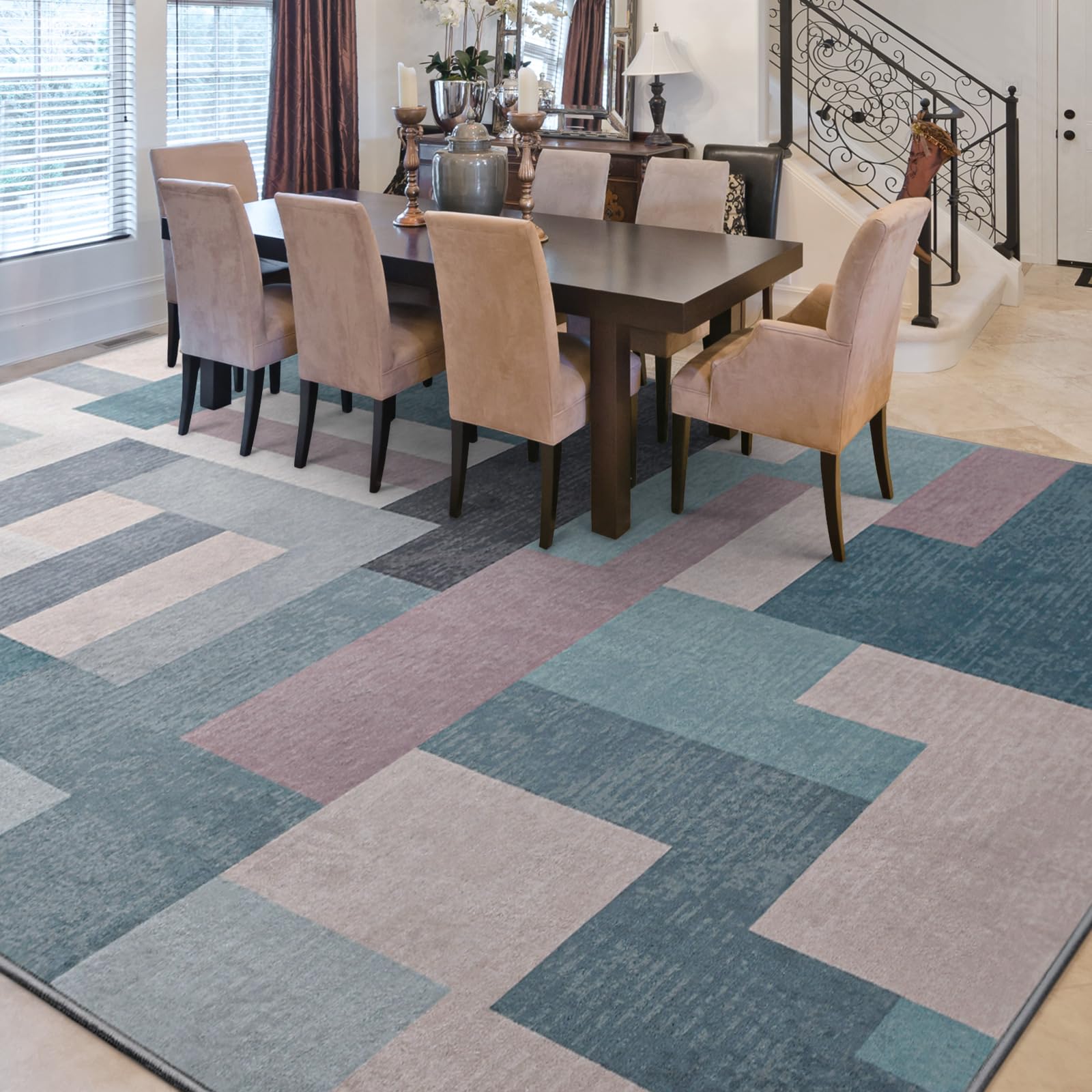 Calinline Grand Tapis D'intérieur Moderne à Motif Géométrique