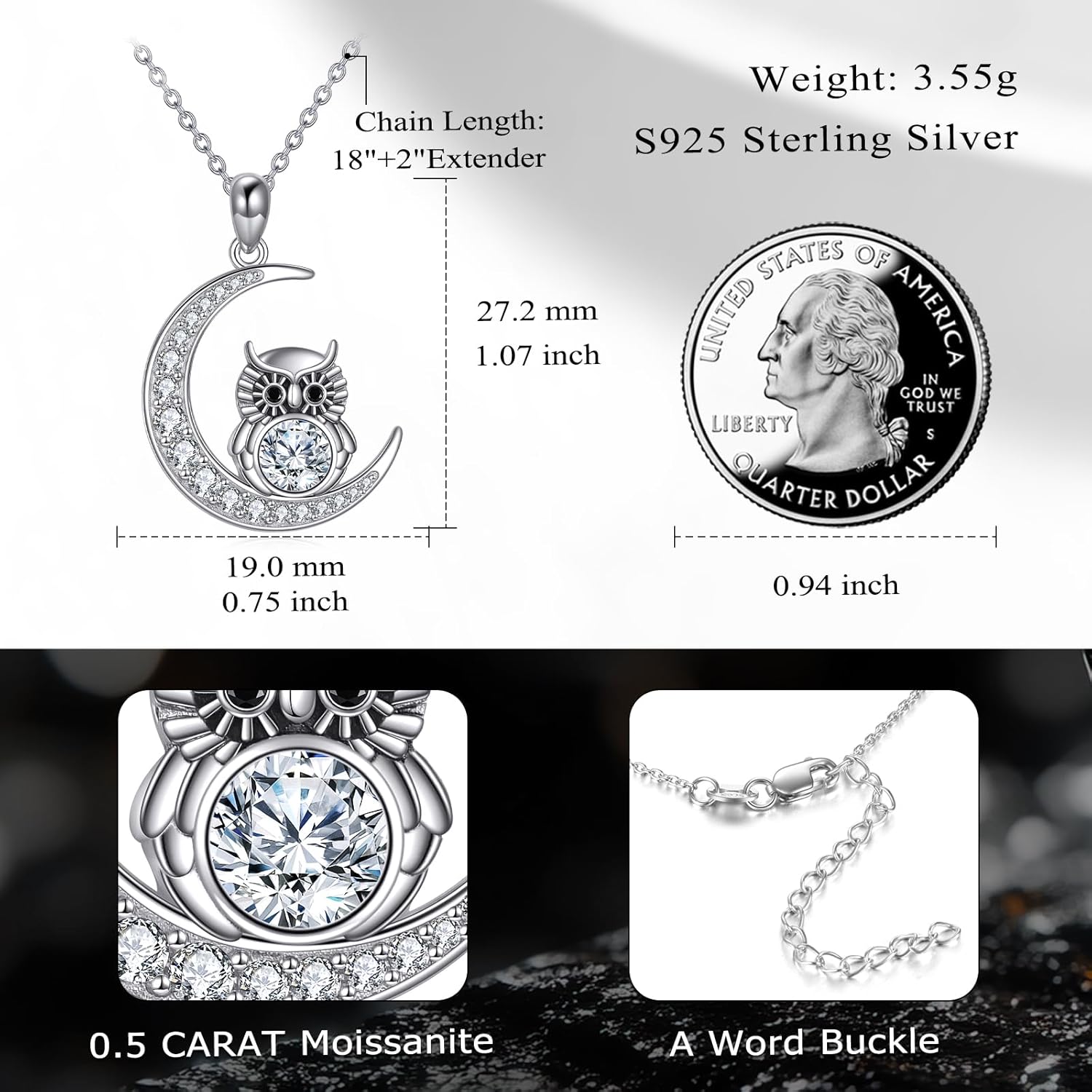Moissanite Animal Necklace Sterling Silver Cute Animal Pendant Jewelry Gifts for Women
