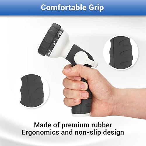 Miniatura 4 de Boquilla rociadora de manguera de jardín, rociador de agua con 8 patrones ajustables, resistente a los impactos y antideslizante para regar plantas,