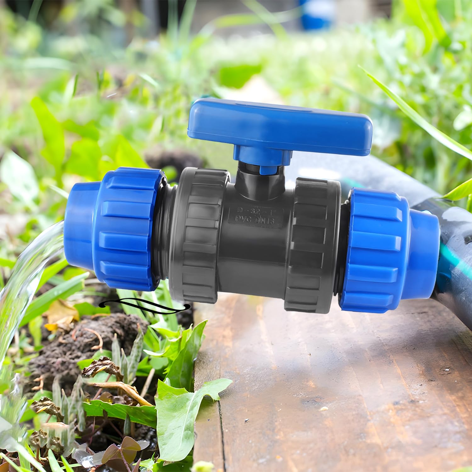 ELNLE - Raccord de serrage en polypropylène - 32 mm - Robinet à boisseau sphérique en PVC - Pour tuyau en polyéthylène - Raccord rapide pour eau potable - Vanne